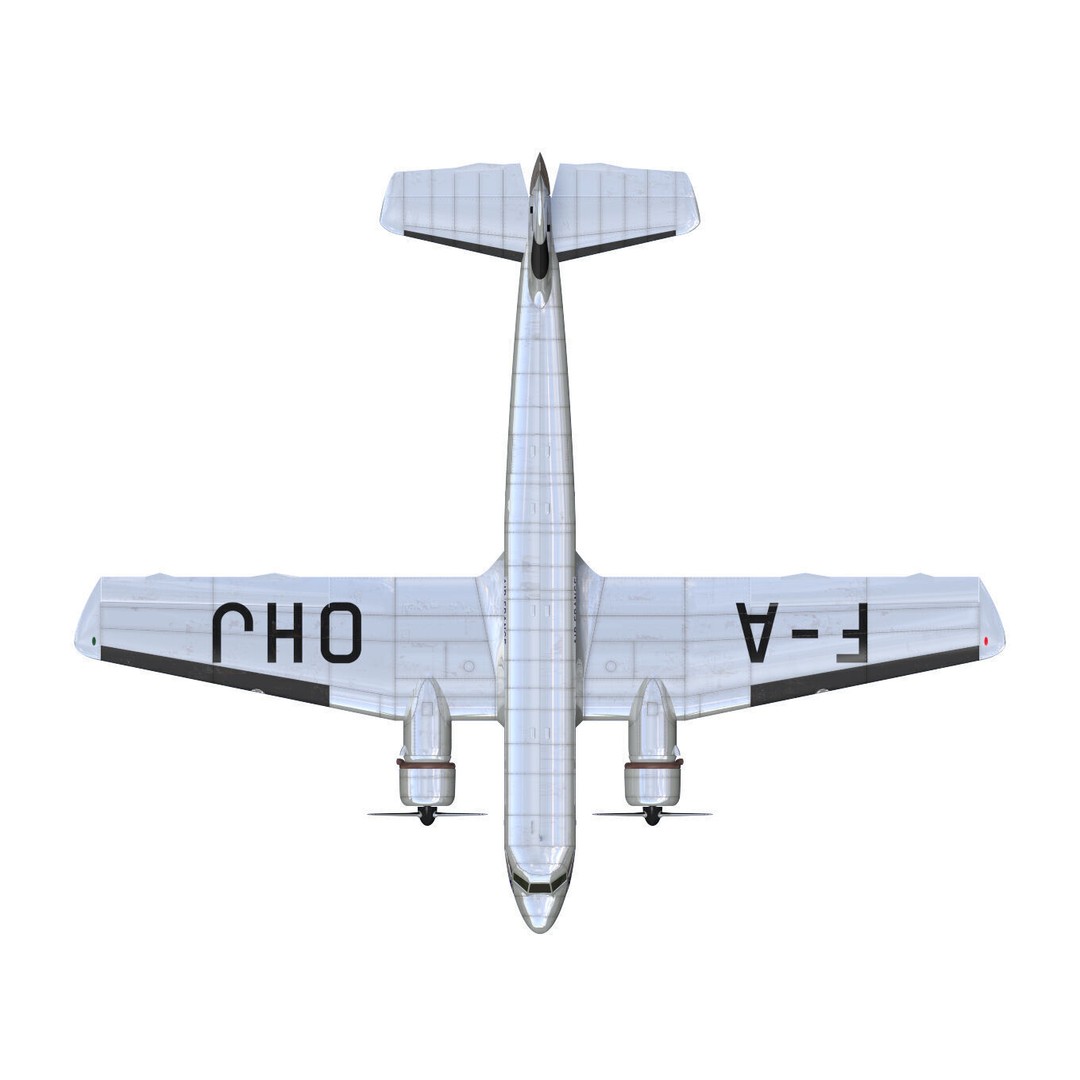 BLOCH MB220 3D Model – Twin-Engine Transport Aircraft, FBX - View 14