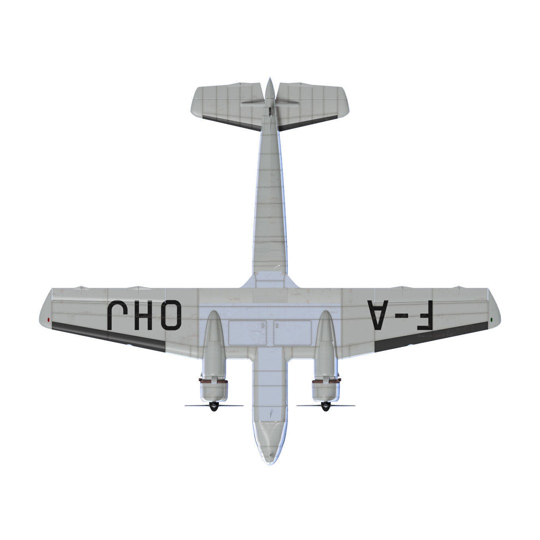 BLOCH MB220 3D Model – Twin-Engine Transport Aircraft, FBX - View 15