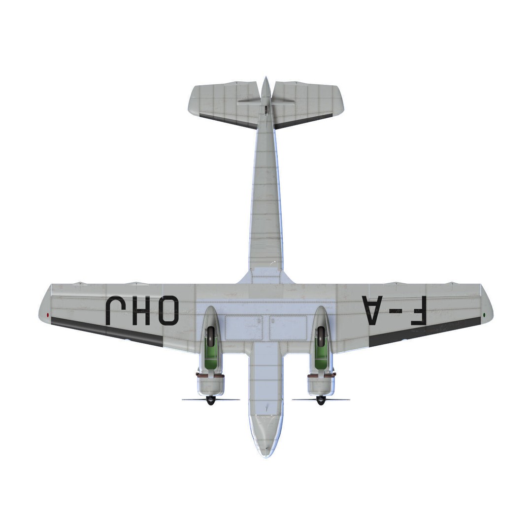BLOCH MB220 3D Model – Twin-Engine Transport Aircraft, FBX - View 16