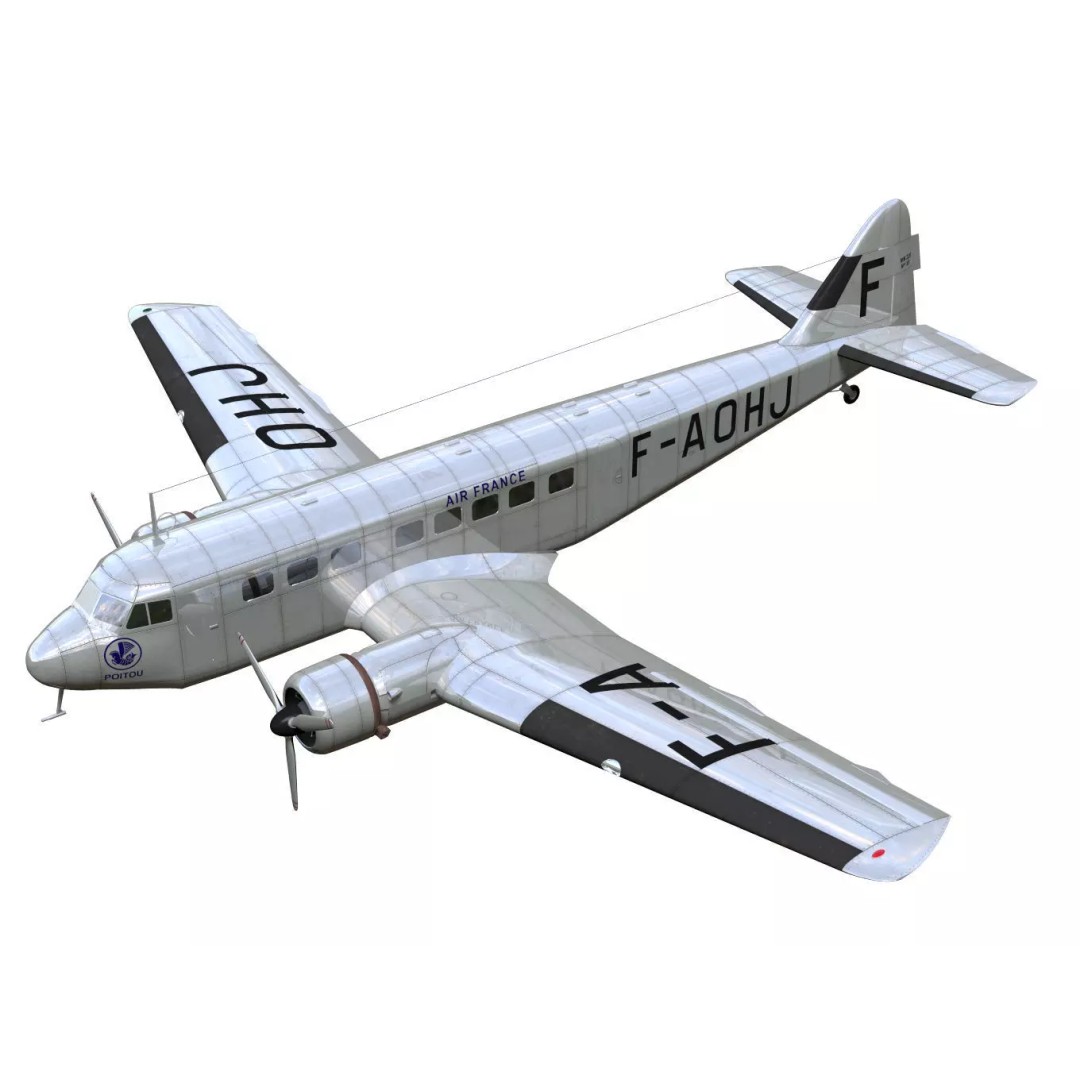BLOCH MB220 3D Model – Twin-Engine Transport Aircraft, FBX - View 2