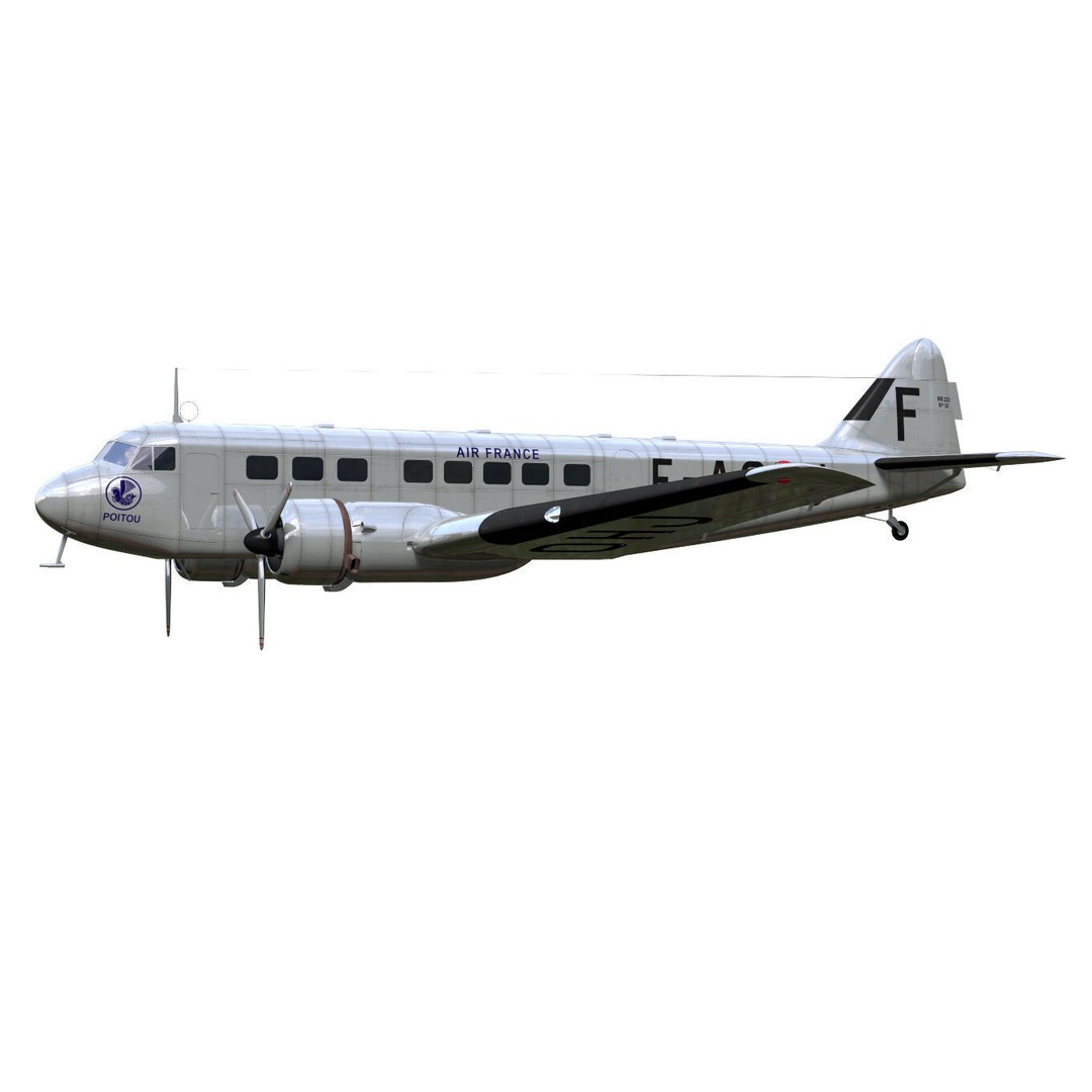 BLOCH MB220 3D Model – Twin-Engine Transport Aircraft, FBX - View 4