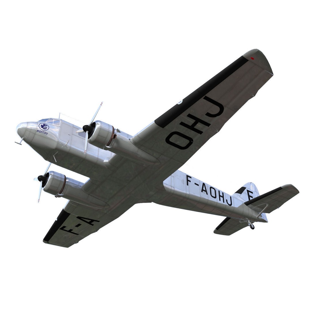 BLOCH MB220 3D Model – Twin-Engine Transport Aircraft, FBX - View 5