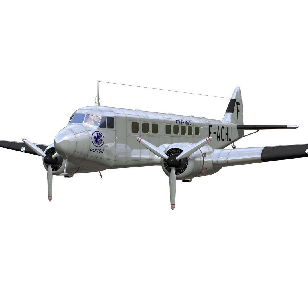 BLOCH MB220 3D Model – Twin-Engine Transport Aircraft, FBX - View 6