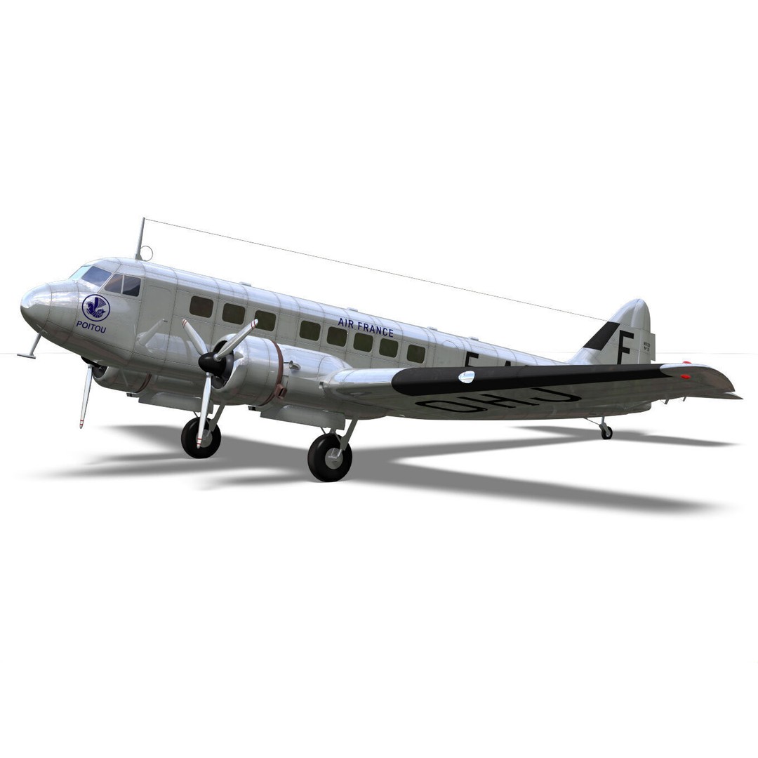 BLOCH MB220 3D Model – Twin-Engine Transport Aircraft, FBX - View 7
