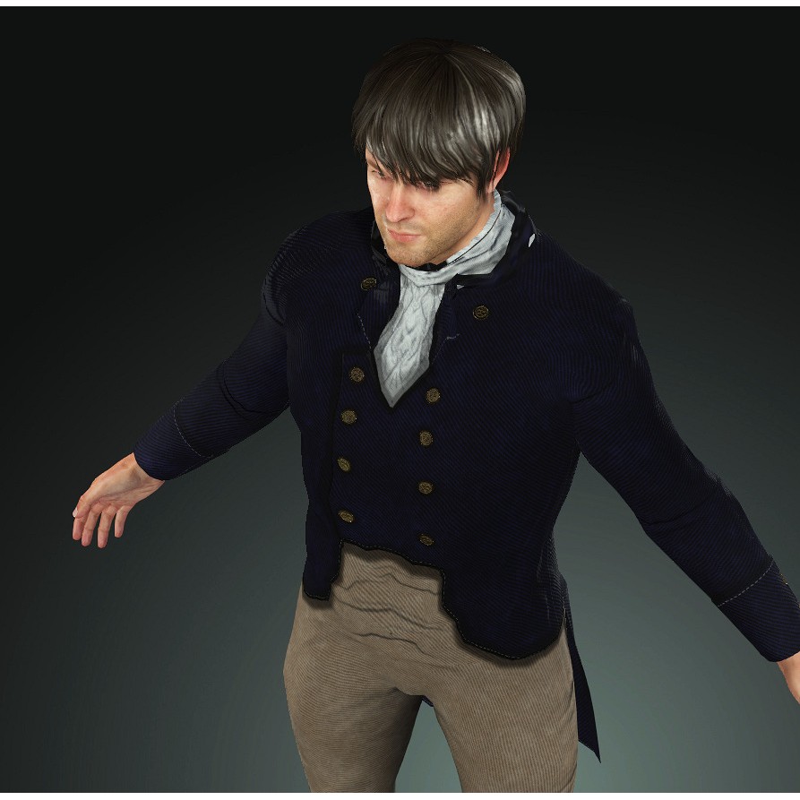 Napoleonic Civilian 3D Model – Low Poly Character Asset, FBX
