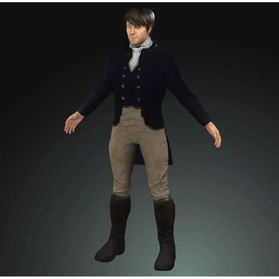 Napoleonic Civilian 3D Model – Low Poly Character Asset, FBX - View 2