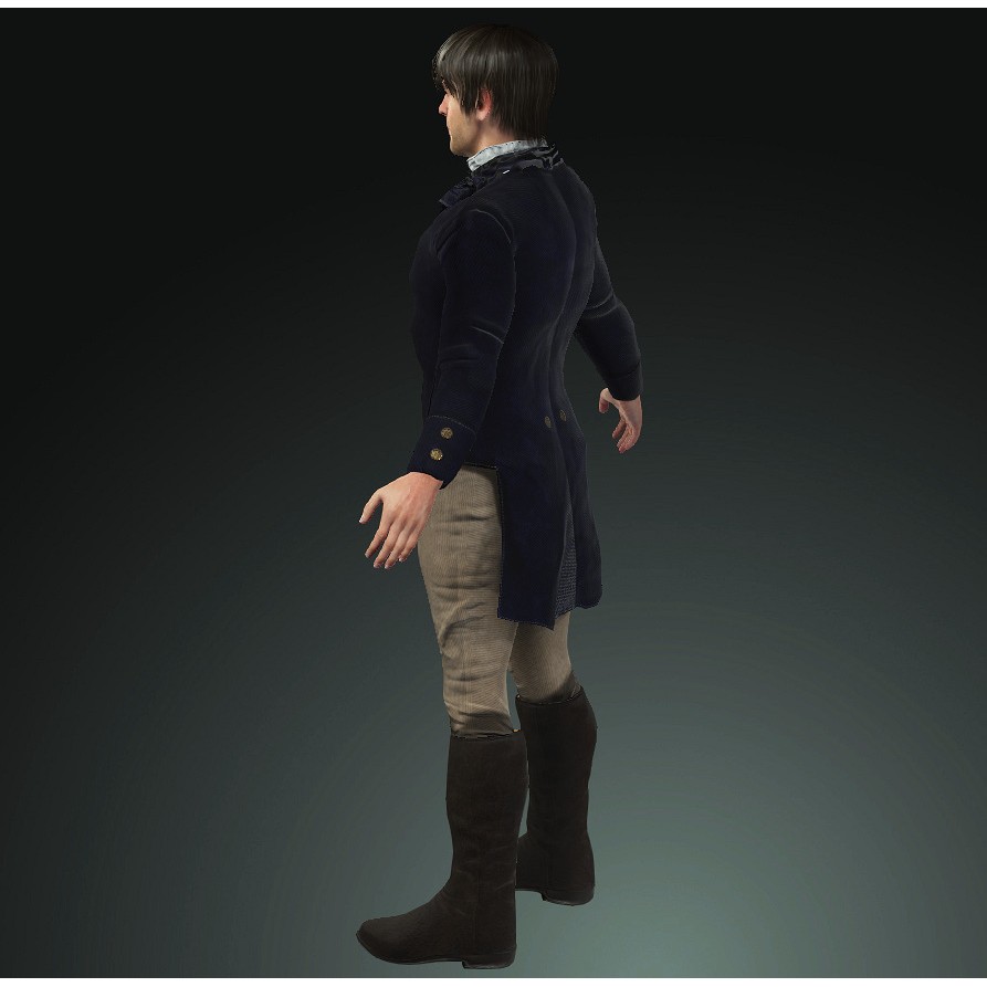Napoleonic Civilian 3D Model – Low Poly Character Asset, FBX - View 3