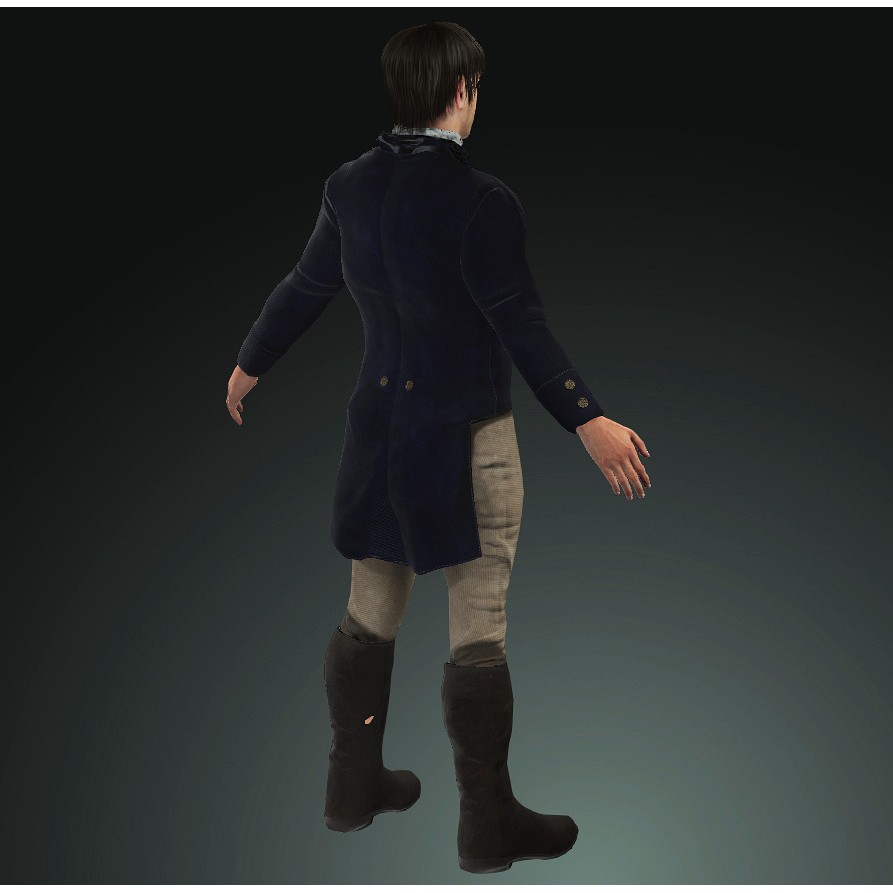 Napoleonic Civilian 3D Model – Low Poly Character Asset, FBX - View 4