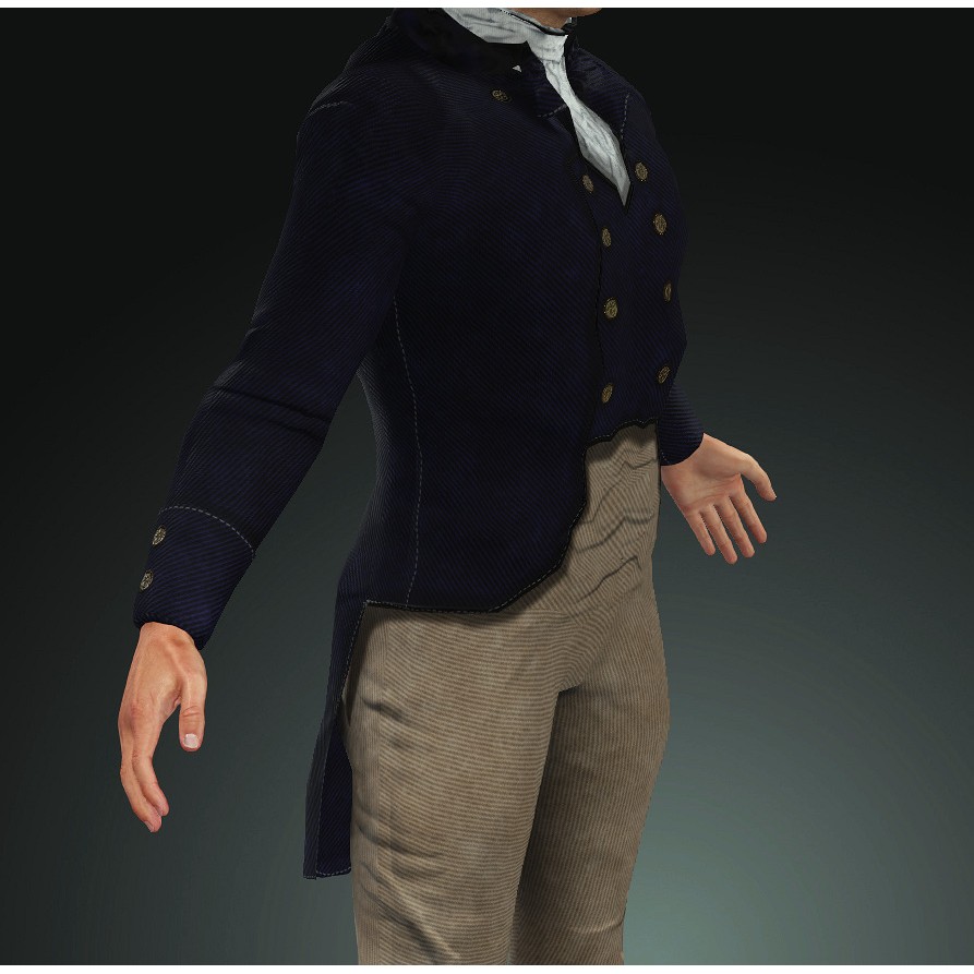 Napoleonic Civilian 3D Model – Low Poly Character Asset, FBX - View 5