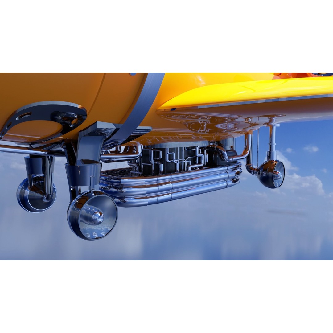 Retro Futuristic Airship 3D Model – PBR Textures, FBX, Game Ready - View 11