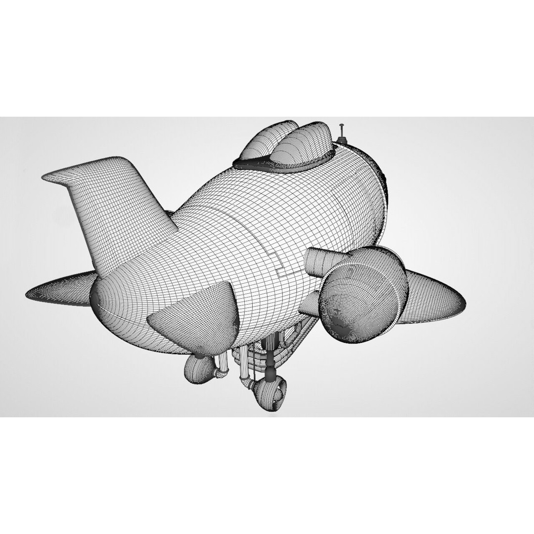 Retro Futuristic Airship 3D Model – PBR Textures, FBX, Game Ready - View 15