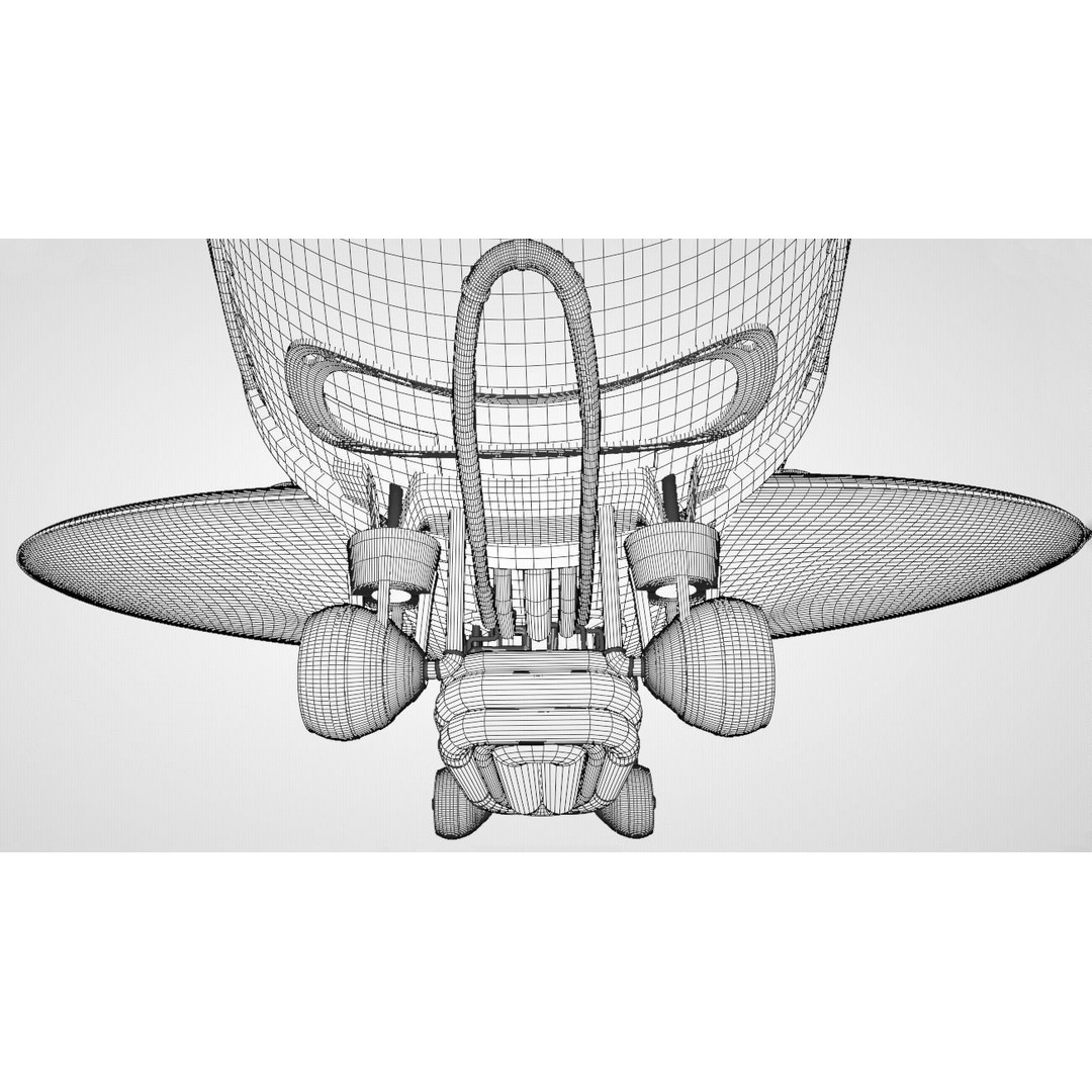 Retro Futuristic Airship 3D Model – PBR Textures, FBX, Game Ready - View 16
