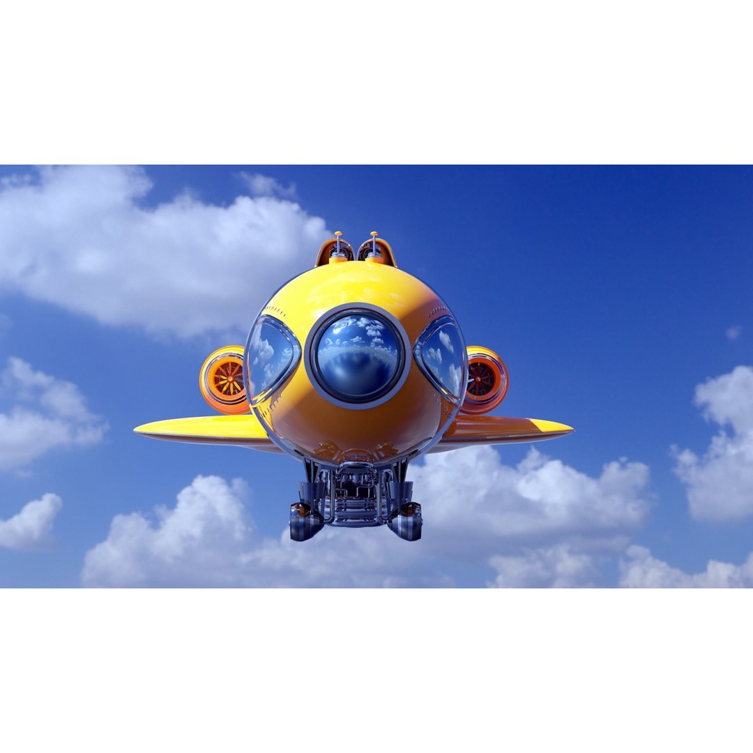 Retro Futuristic Airship 3D Model – PBR Textures, FBX, Game Ready - View 8