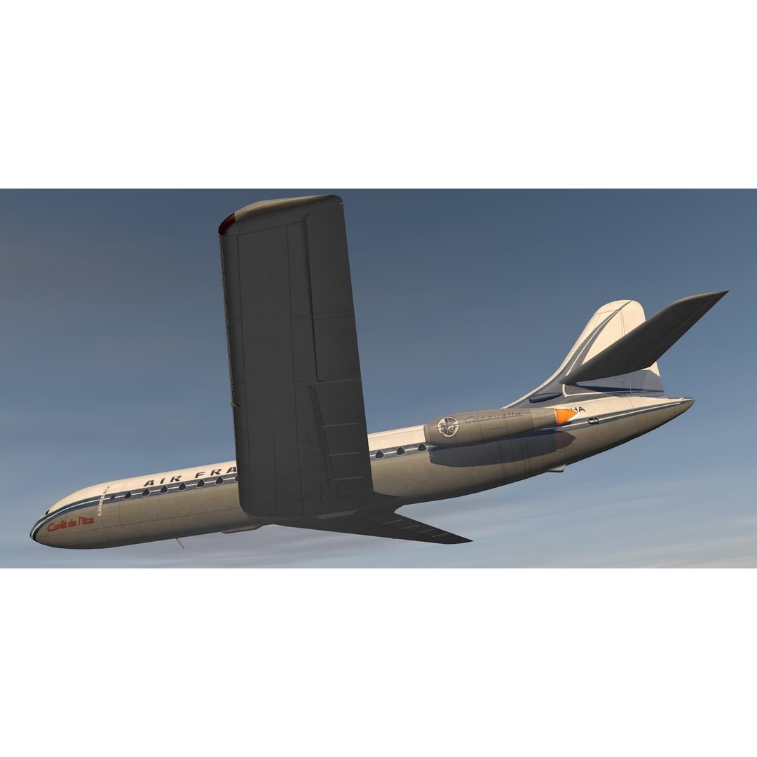 Sud Aviation SE-210 Caravelle III 3D Model – Historic Aircraft, FBX, OBJ