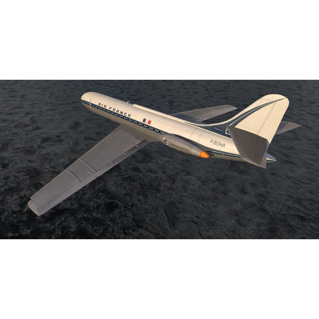 Sud Aviation SE-210 Caravelle III 3D Model – Historic Aircraft, FBX, OBJ - View 11