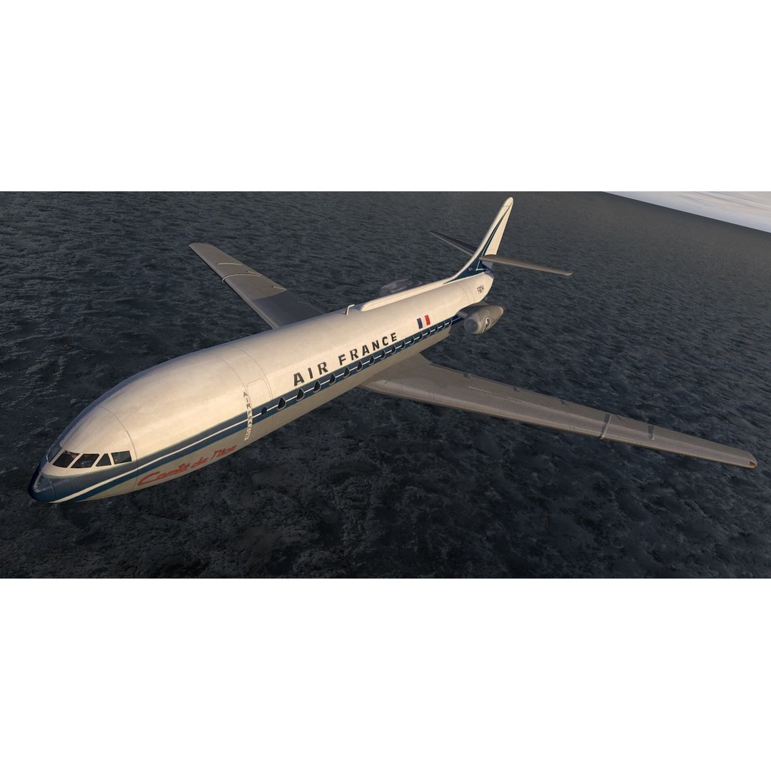 Sud Aviation SE-210 Caravelle III 3D Model – Historic Aircraft, FBX, OBJ - View 12