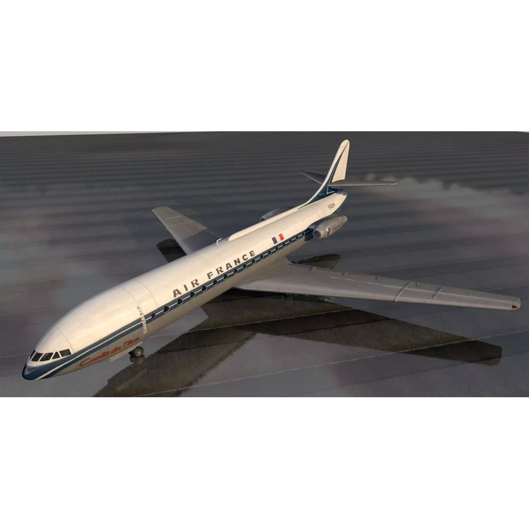 Sud Aviation SE-210 Caravelle III 3D Model – Historic Aircraft, FBX, OBJ - View 2