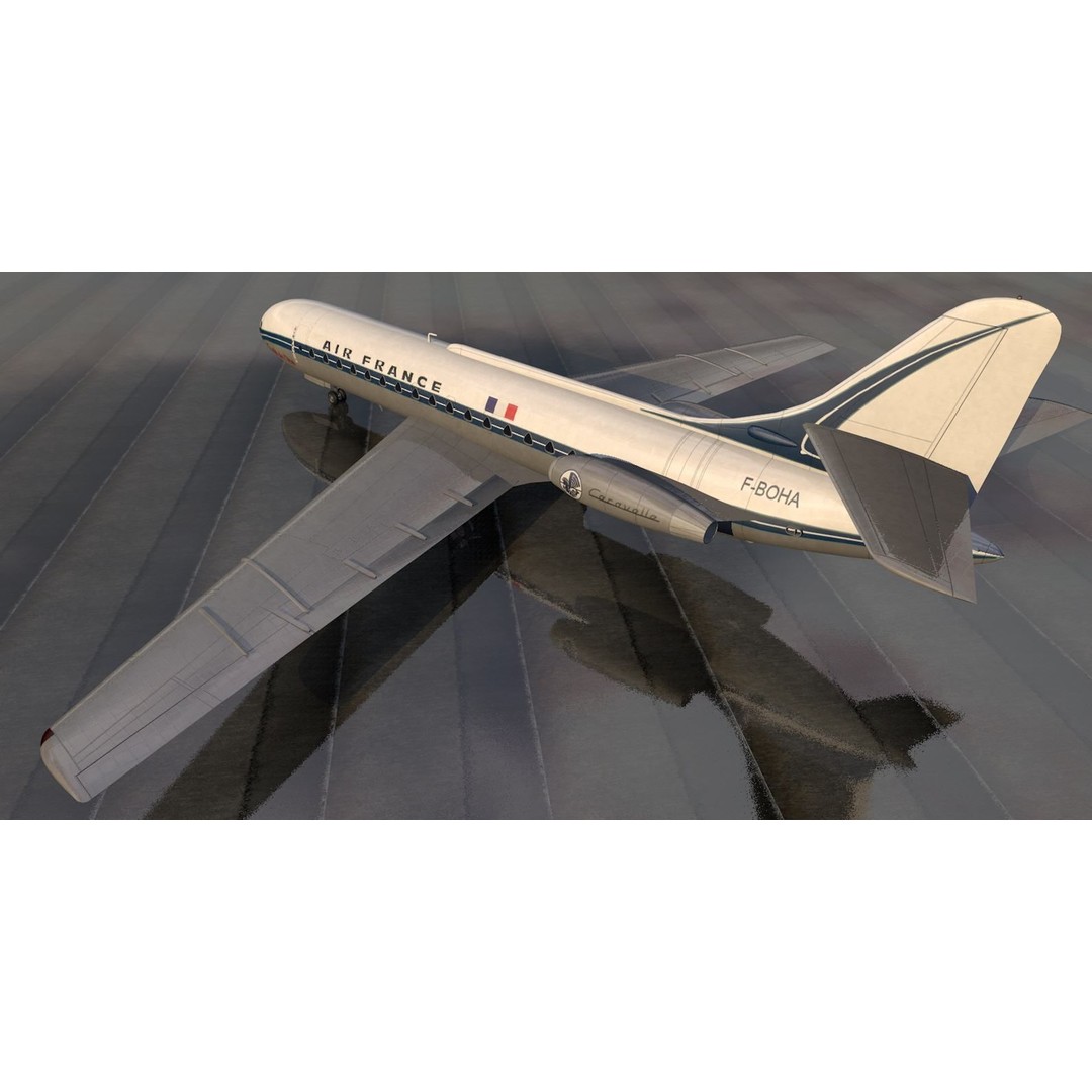 Sud Aviation SE-210 Caravelle III 3D Model – Historic Aircraft, FBX, OBJ - View 3