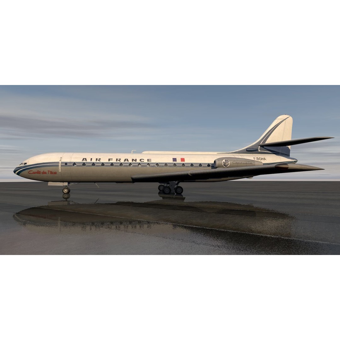 Sud Aviation SE-210 Caravelle III 3D Model – Historic Aircraft, FBX, OBJ - View 4