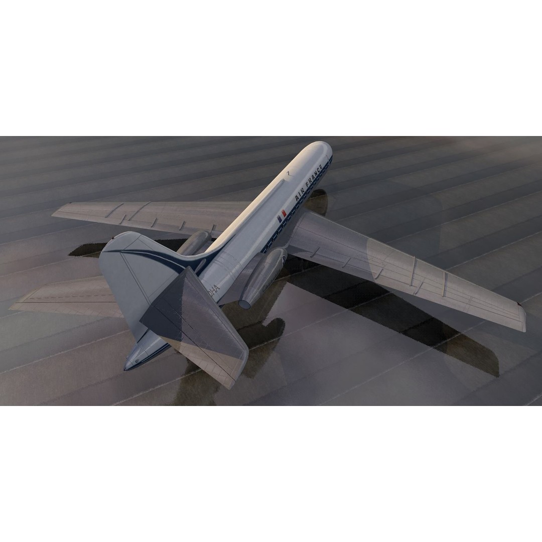 Sud Aviation SE-210 Caravelle III 3D Model – Historic Aircraft, FBX, OBJ - View 6