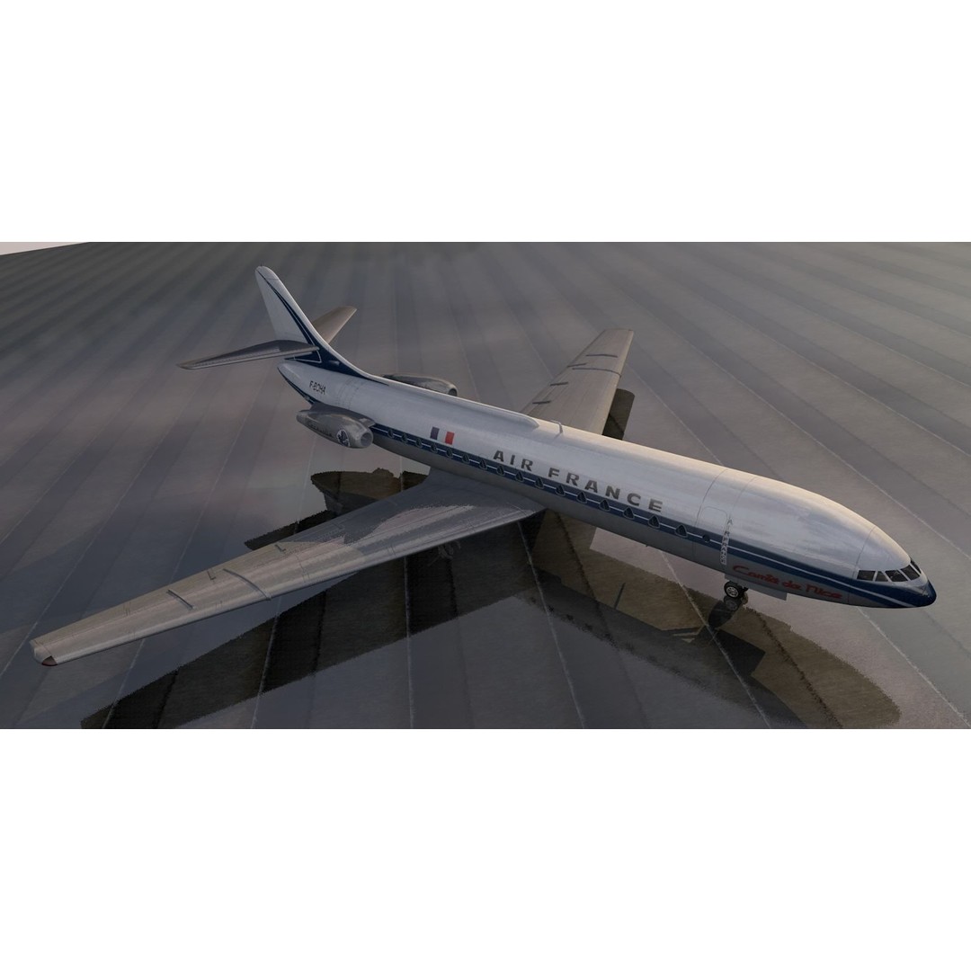 Sud Aviation SE-210 Caravelle III 3D Model – Historic Aircraft, FBX, OBJ - View 7
