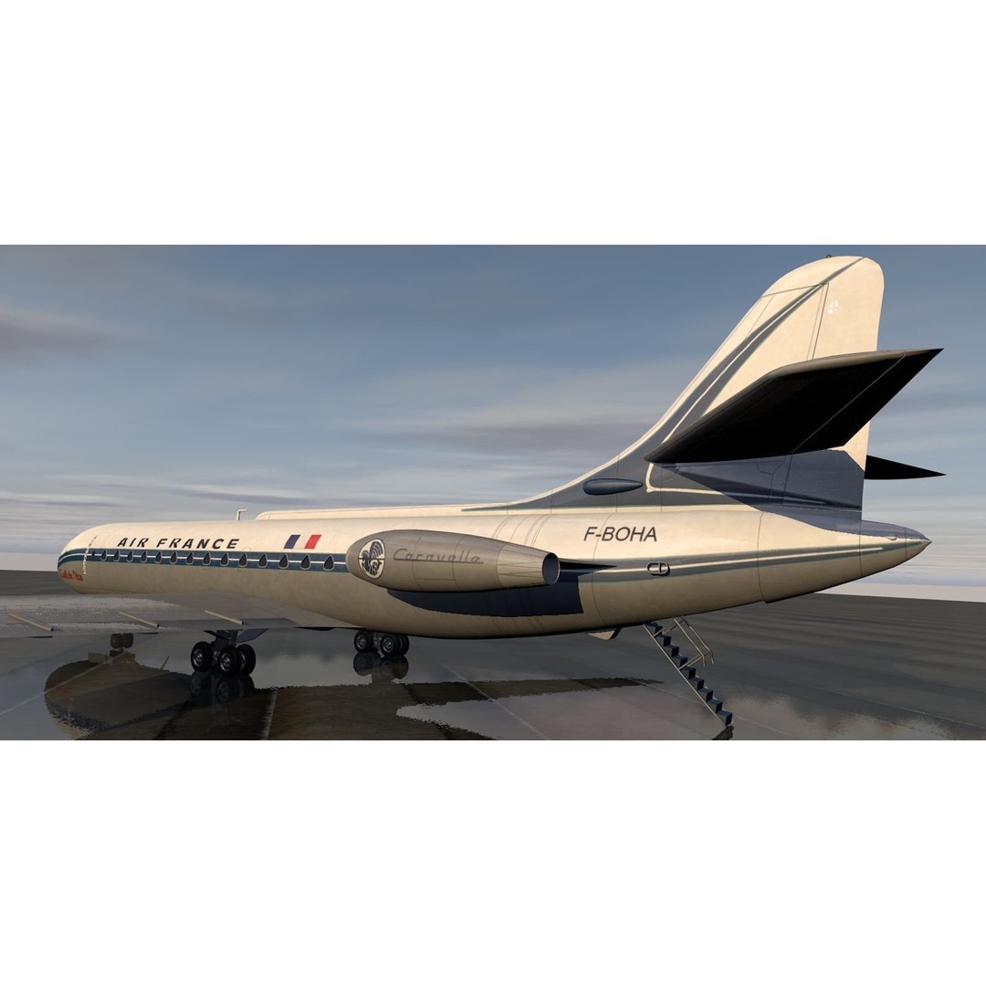 Sud Aviation SE-210 Caravelle III 3D Model – Historic Aircraft, FBX, OBJ - View 8