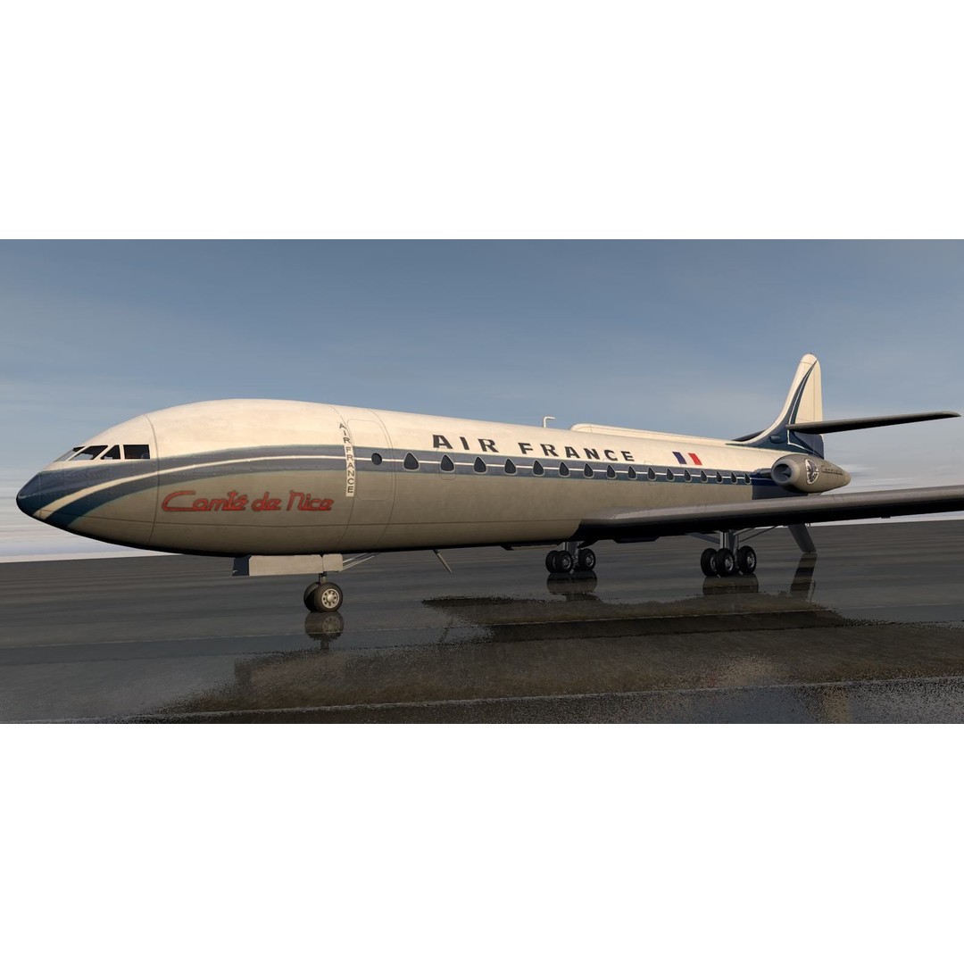 Sud Aviation SE-210 Caravelle III 3D Model – Historic Aircraft, FBX, OBJ - View 9