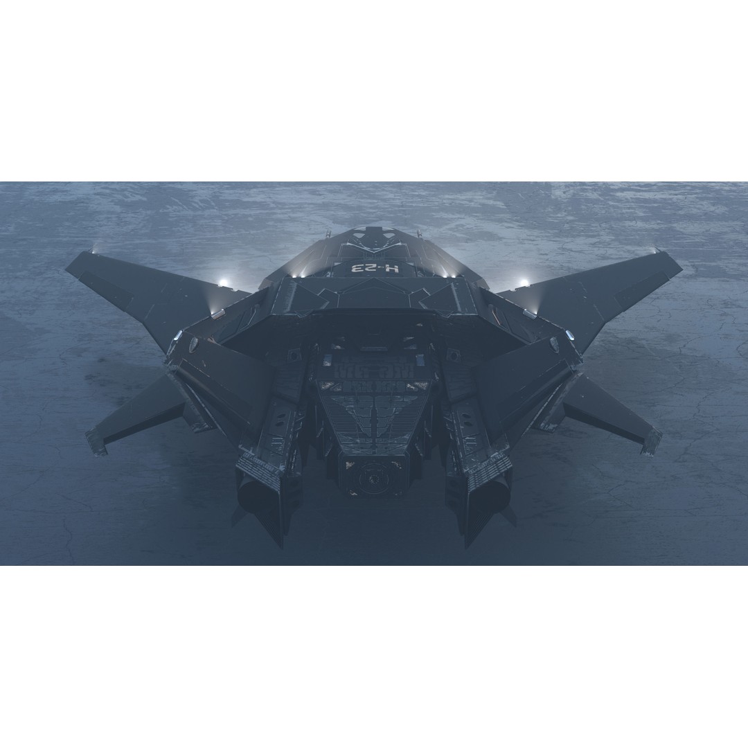 Futuristic Spaceship 3D Model – Low Poly Game Asset, FBX, PBR - View 10