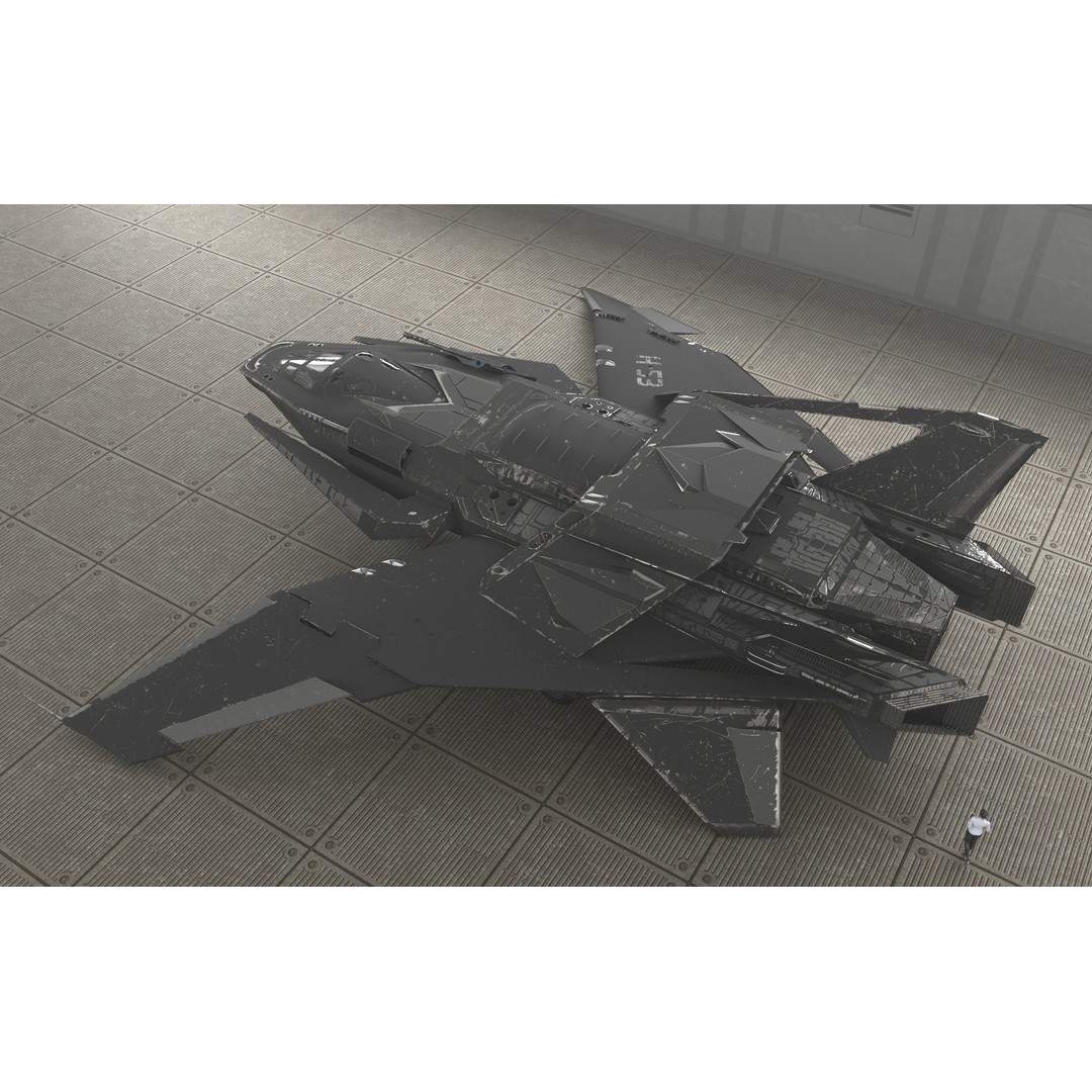 Futuristic Spaceship 3D Model – Low Poly Game Asset, FBX, PBR - View 13
