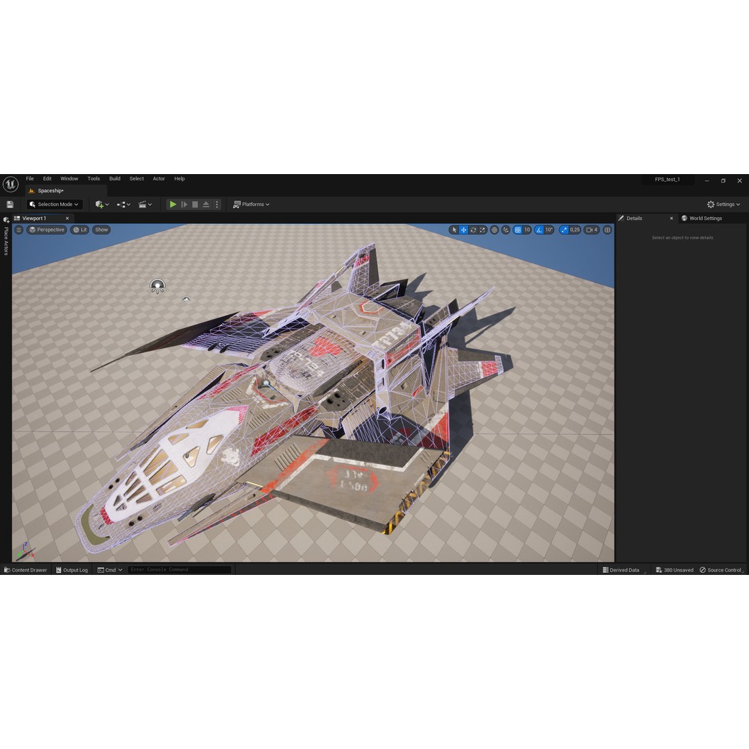 Futuristic Spaceship 3D Model – Low Poly Game Asset, FBX, PBR - View 15