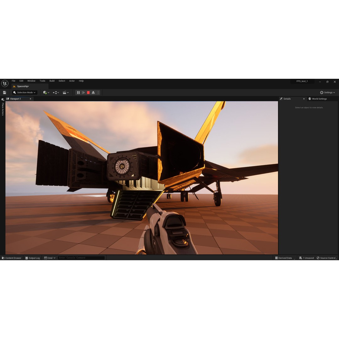 Futuristic Spaceship 3D Model – Low Poly Game Asset, FBX, PBR - View 18