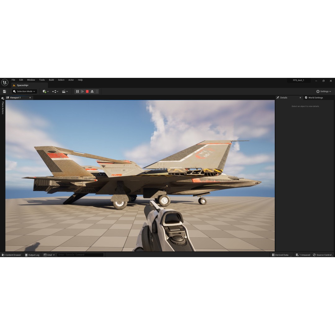 Futuristic Spaceship 3D Model – Low Poly Game Asset, FBX, PBR - View 19