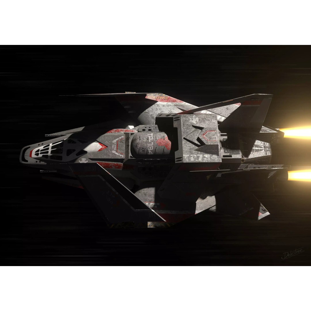 Futuristic Spaceship 3D Model – Low Poly Game Asset, FBX, PBR - View 2