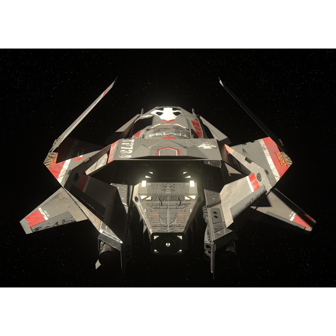 Futuristic Spaceship 3D Model – Low Poly Game Asset, FBX, PBR - View 3