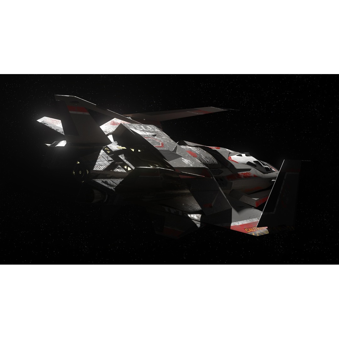 Futuristic Spaceship 3D Model – Low Poly Game Asset, FBX, PBR - View 4