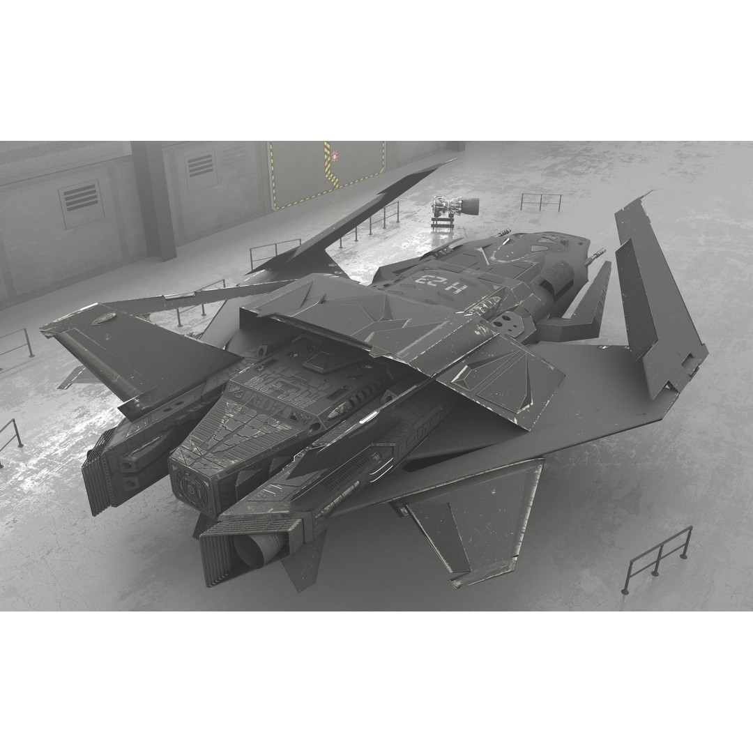 Futuristic Spaceship 3D Model – Low Poly Game Asset, FBX, PBR - View 5