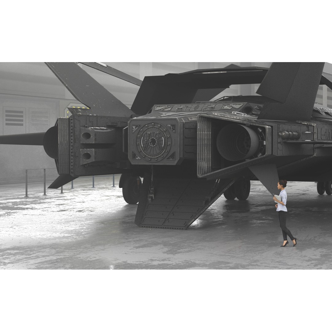 Futuristic Spaceship 3D Model – Low Poly Game Asset, FBX, PBR - View 6