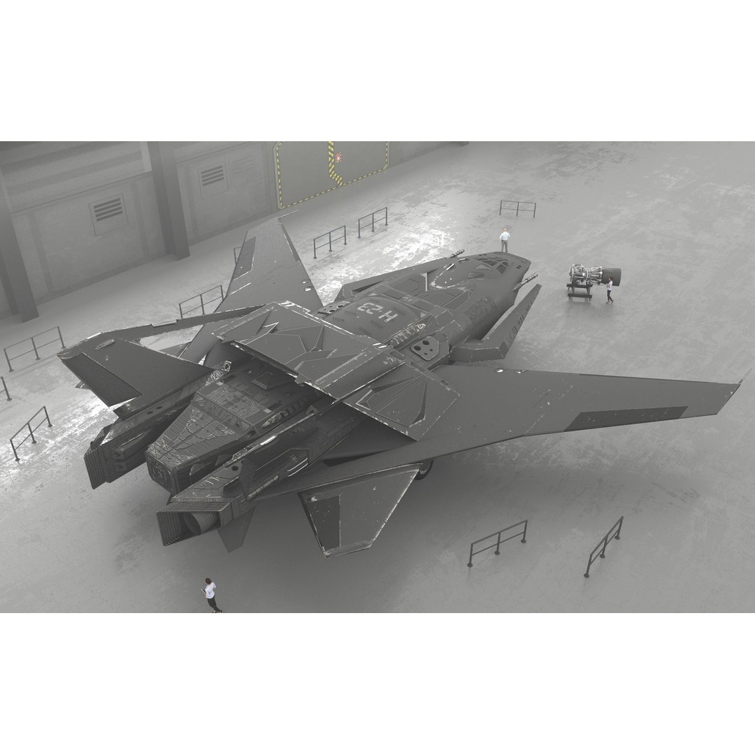 Futuristic Spaceship 3D Model – Low Poly Game Asset, FBX, PBR - View 7