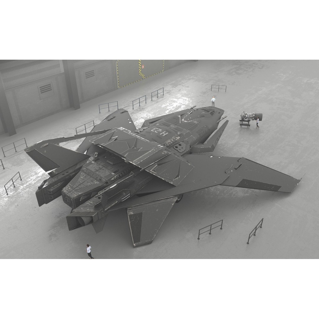 Futuristic Spaceship 3D Model – Low Poly Game Asset, FBX, PBR - View 8