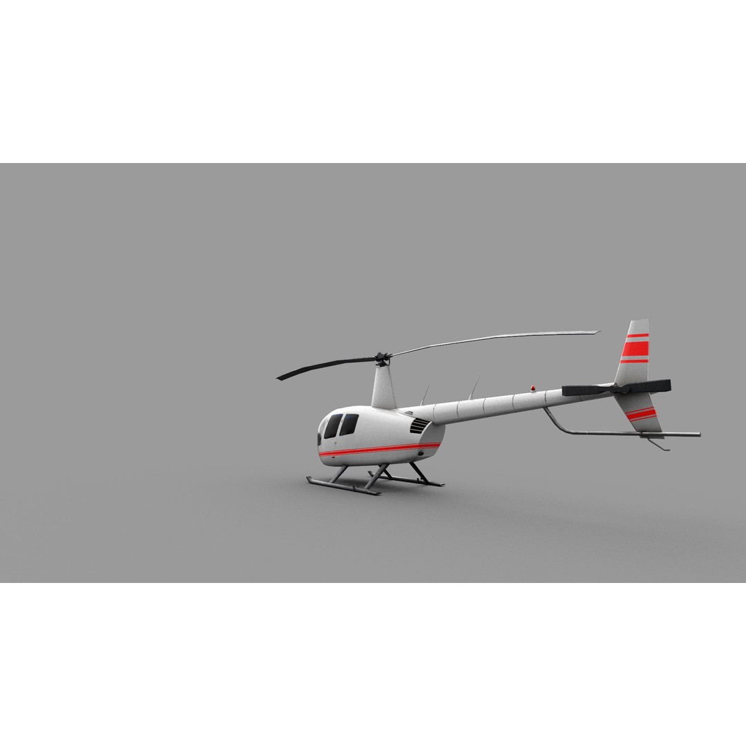 Robinson R44 Helicopter 3D Model – Low Poly Game Asset, FBX - View 10