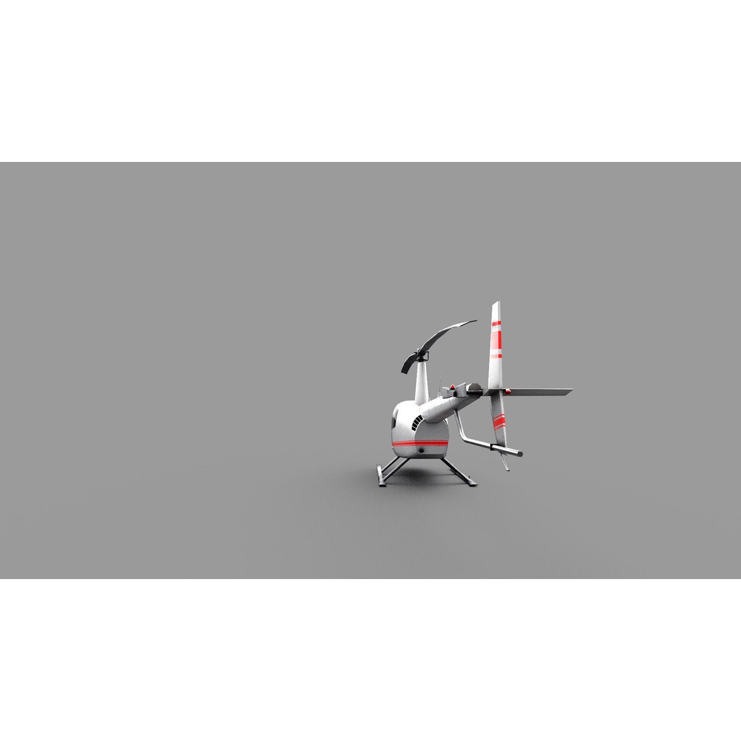 Robinson R44 Helicopter 3D Model – Low Poly Game Asset, FBX - View 11