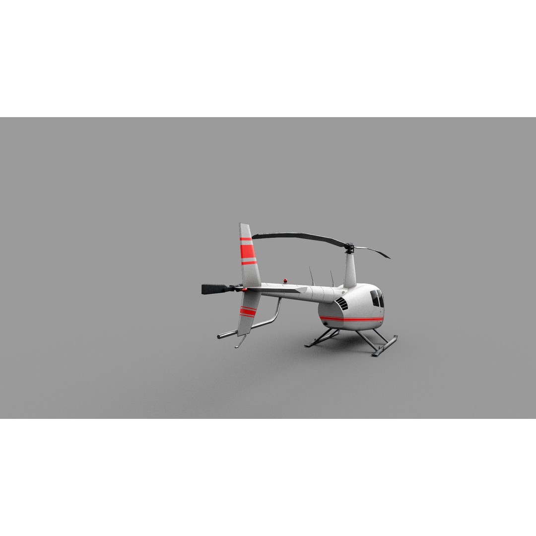 Robinson R44 Helicopter 3D Model – Low Poly Game Asset, FBX - View 12