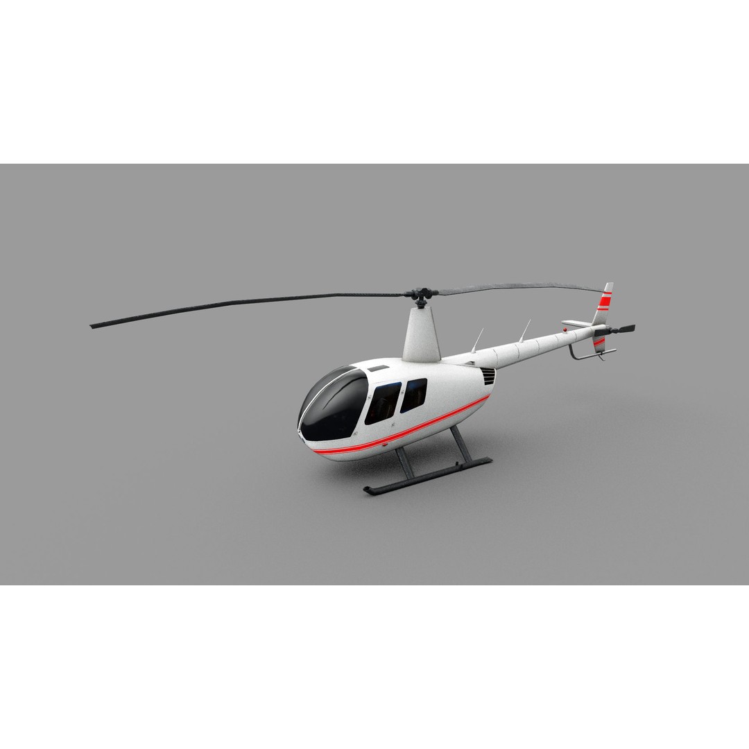 Robinson R44 Helicopter 3D Model – Low Poly Game Asset, FBX - View 13