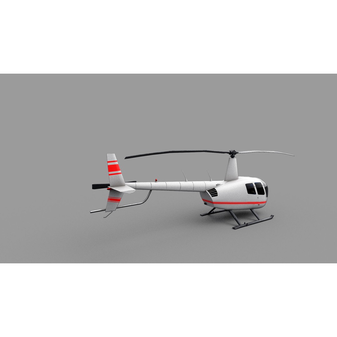 Robinson R44 Helicopter 3D Model – Low Poly Game Asset, FBX - View 14