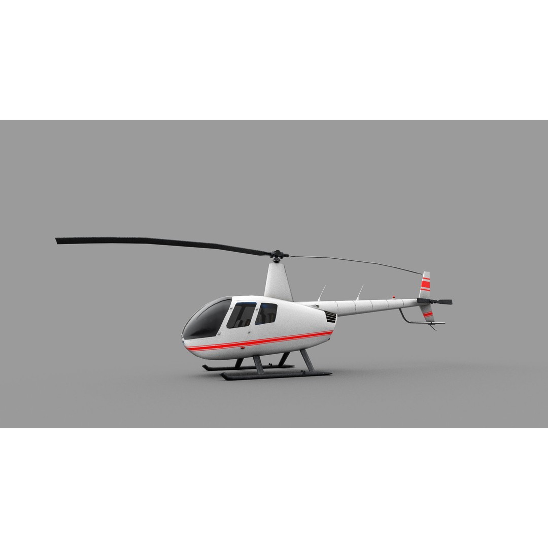 Robinson R44 Helicopter 3D Model – Low Poly Game Asset, FBX - View 15