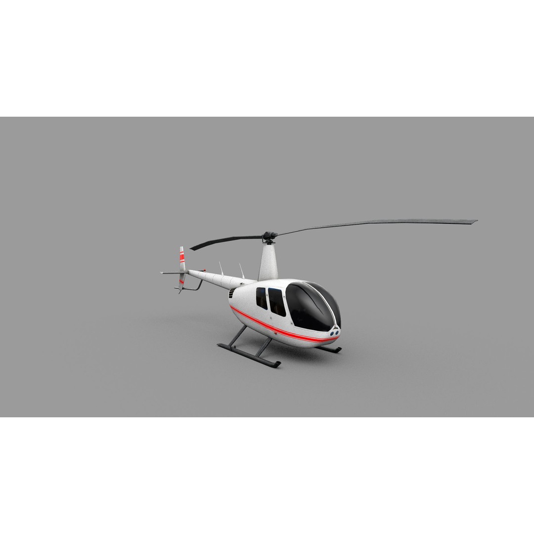 Robinson R44 Helicopter 3D Model – Low Poly Game Asset, FBX - View 17