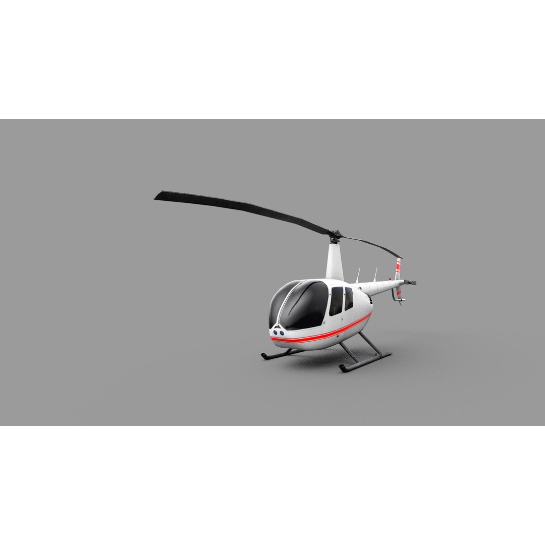 Robinson R44 Helicopter 3D Model – Low Poly Game Asset, FBX - View 19
