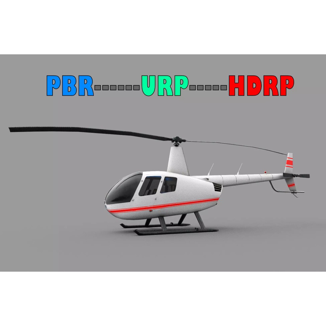 Robinson R44 Helicopter 3D Model – Low Poly Game Asset, FBX - View 2