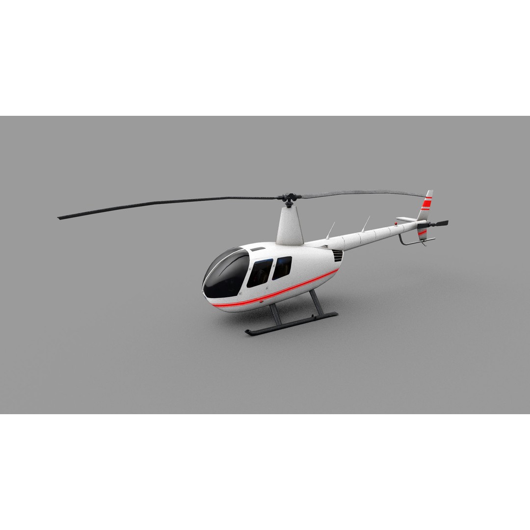 Robinson R44 Helicopter 3D Model – Low Poly Game Asset, FBX - View 3