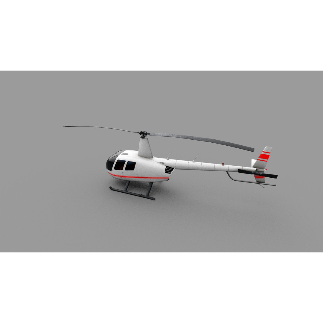 Robinson R44 Helicopter 3D Model – Low Poly Game Asset, FBX - View 4